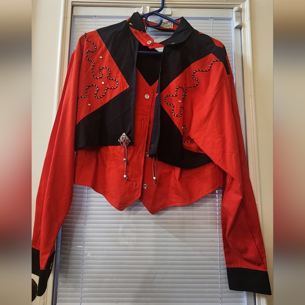 Stylish Red and Black Women's Top
